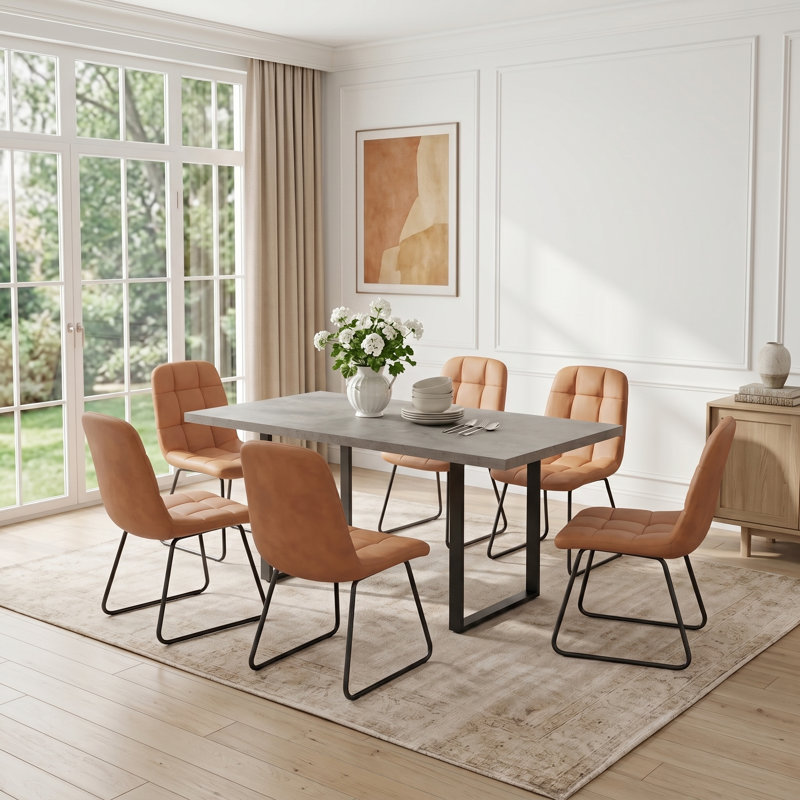 Table de salle à manger extensible avec chaises Genowefa, Brun