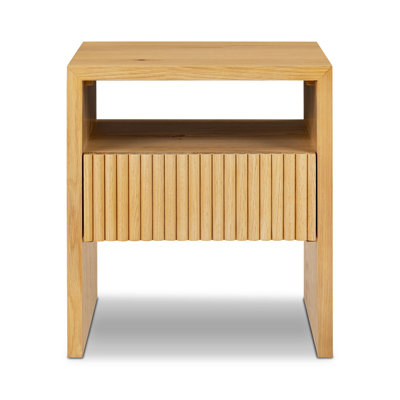 Leeds Oak Nightstand With Ribbed Design Drawer