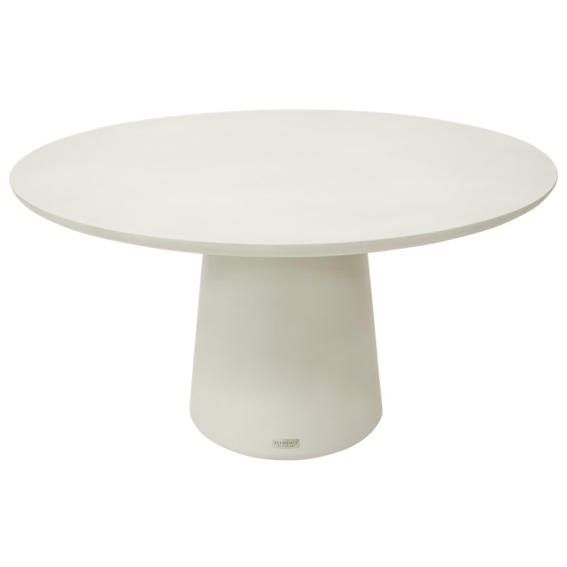 Table de salle à manger ronde en béton 60 "Elementi Home Rio, H 29,5 po x L 59,8 po x l 59,8 po, Blanc, crème