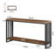 Table console rustique en bois massif à 2 niveaux, canapé d'entrée en métal noir avec tablette de rangement ouverte