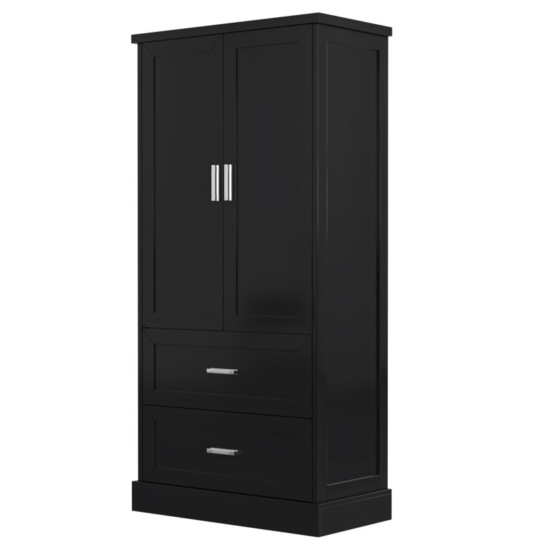 Garner Tall Bathroom Storage With 2 Drawers, An Adjustable Shelf And Door Shelves Design, Black, 64" H x 31.3" W x 16" D