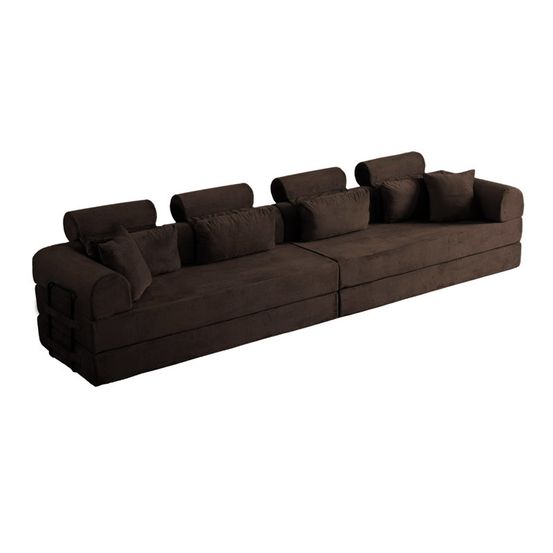 Canapé modulaire en L Boneless, Brun