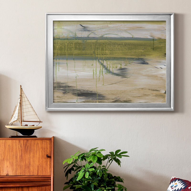 Réflexions aquatiques I, Papier avec cadre argenté, H 26,5 po x l 36,5 po x P 1 po, Pas de tapis