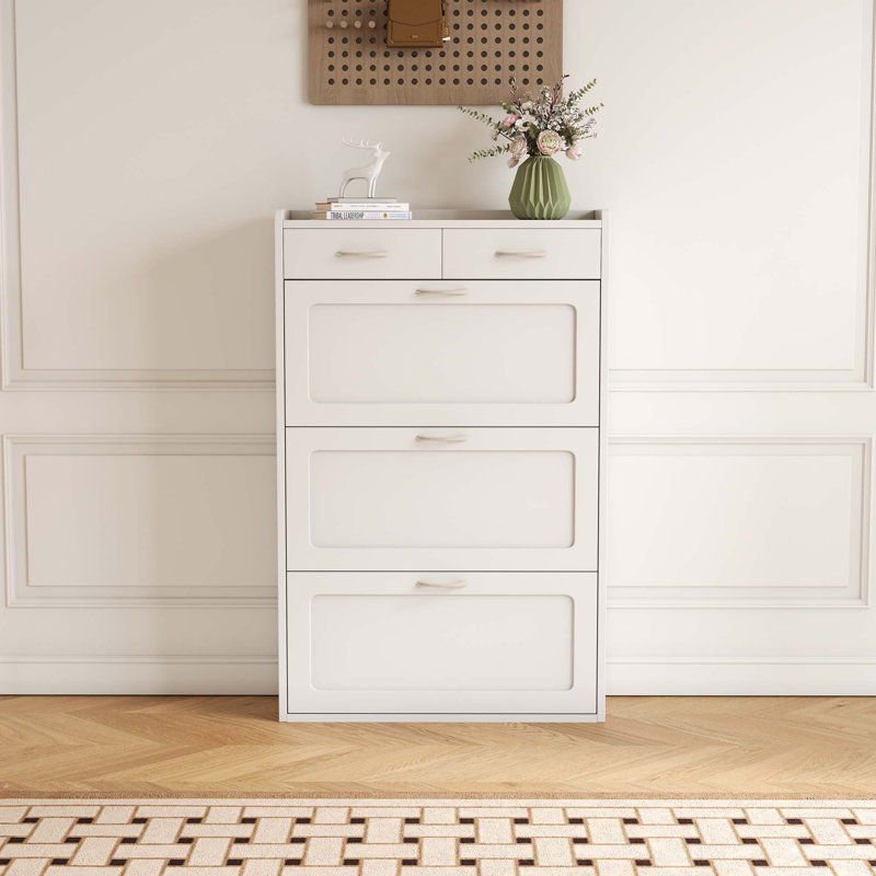 30 Pair Shoe Storage Cabinet, White 1