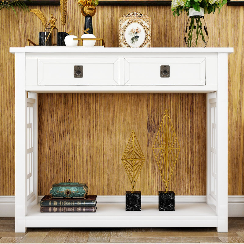 Console en bois massif 29,82 po Haverton, Blanc