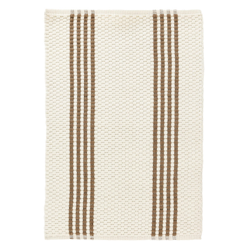 Sorrento 2x3 Handwoven Performance Stripe Ivory Fabric Rug, Rectangle 2' x 3'