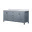 Meuble-lavabo double gris foncé de 72 po X P 22 po D, avec plateau en marbre de Carrare