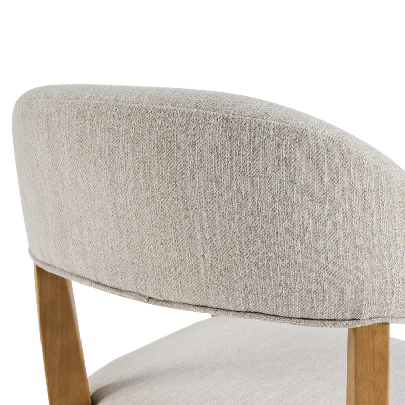 Chaises de salle à manger rembourrées avec pieds en bois d'hévéa Bennett, Coussin beige / structure naturelle