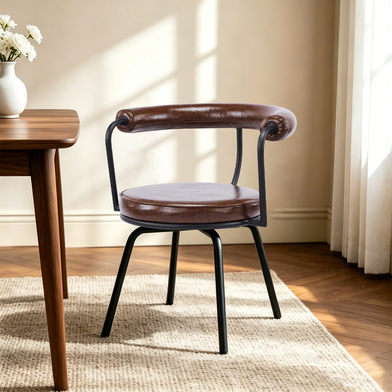 Chaise pivotante rembourrée en polyuréthane Abisan Bauhaus, Chocolat