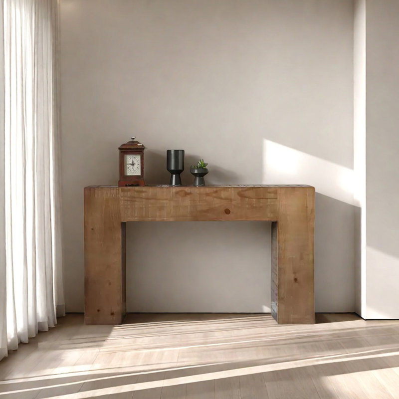 Console Retro Minimalist Art, Bois naturel, H 31,5 po x l 47,24 po x P 11,81 po