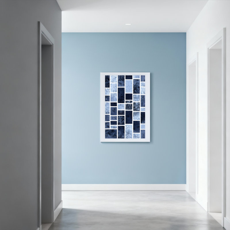 Ensemble de 1 tableau sur toile à motif géométrique abstrait bleu, H 18 po x l 12 po