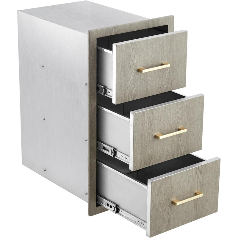Armoire de cuisine extérieure en acier inoxydable avec tiroirs, rangement résistant aux intempéries pour îlots de barbecue et cuisines extérieures