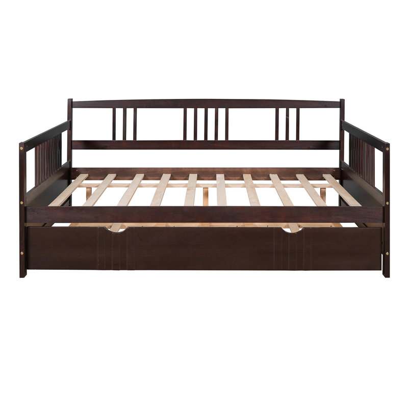 Lit de jour avec couchette en bois, Lit double, Espresso
