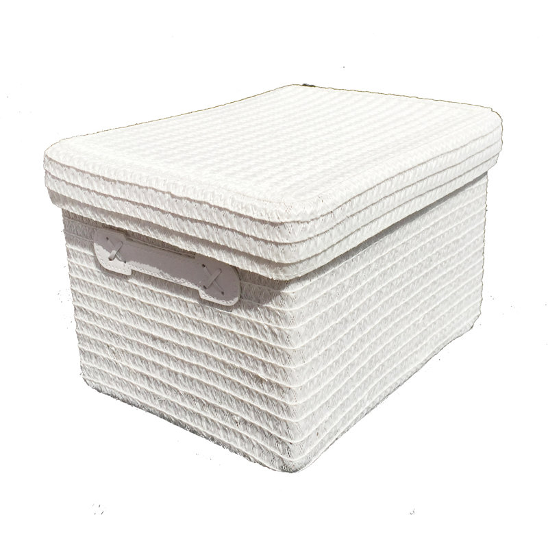 Symple Stuff Fabric Decorative Basket, 17cm H x 23cm W x 18cm D, White