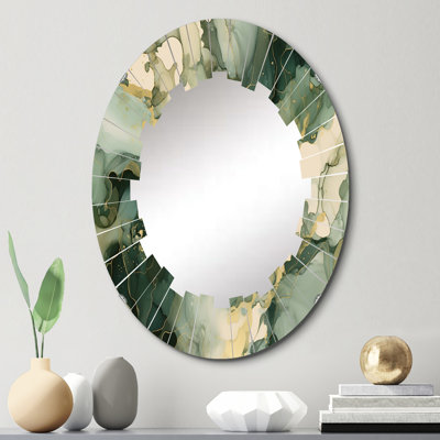 Miroir mural vert abstrait avec art fluide, Fractals Modern - Green Luxury