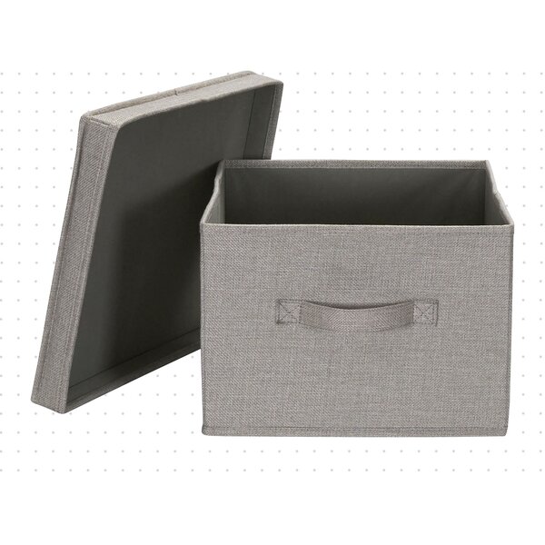 Household Essentials Set of 2 Medium Storage Boxes with Lids Latte Linen