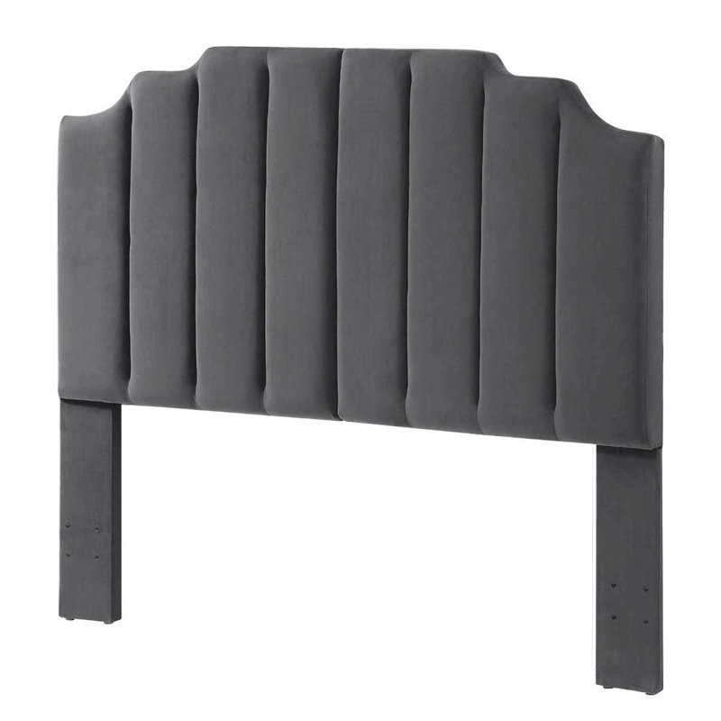 Gabbrielle Tufted Upholstered Headboard, Dark Gray, Queen