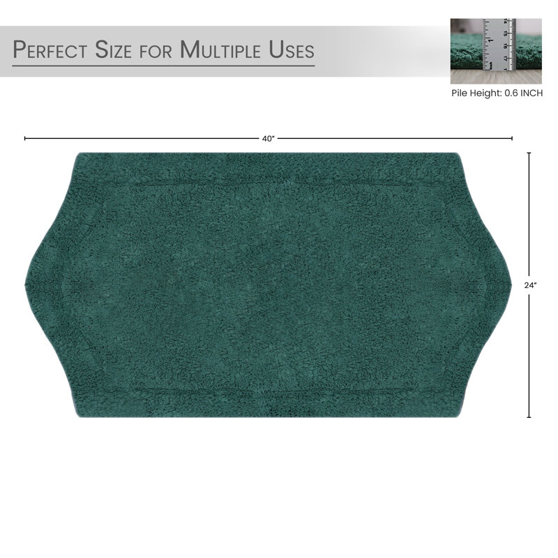 Tapis pour salle de bain Morissette, L 24 po x L 40 po, Vert bouteille