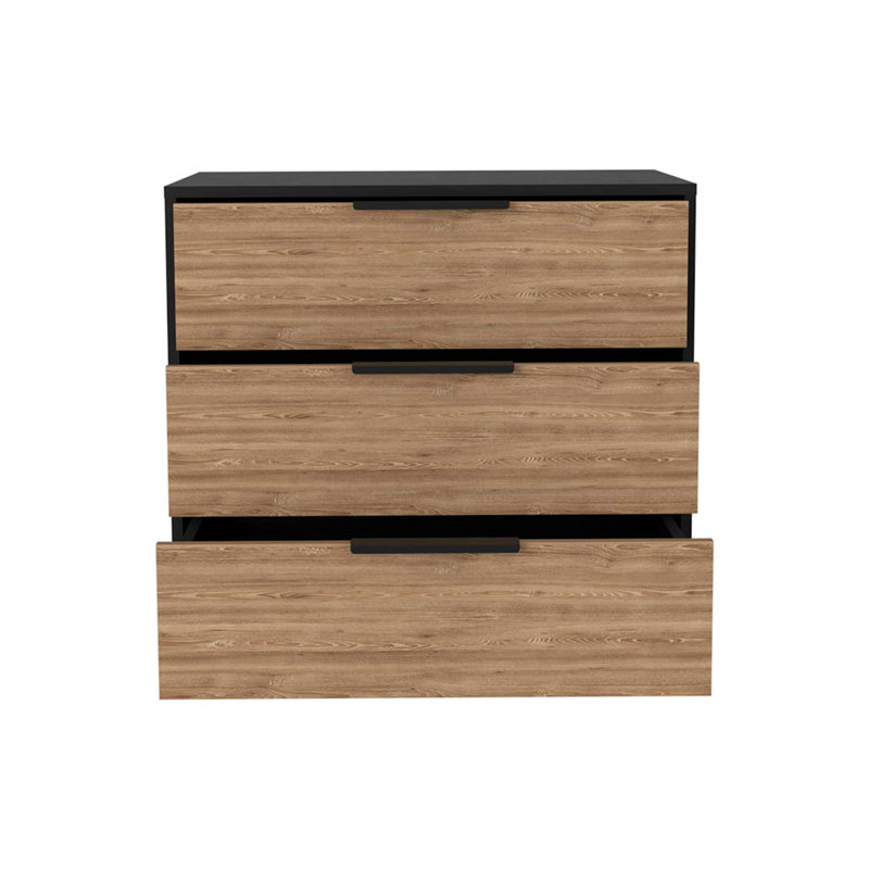 Anayelly 27.6'' W 3 - Drawer Dresser, Black/Brown
