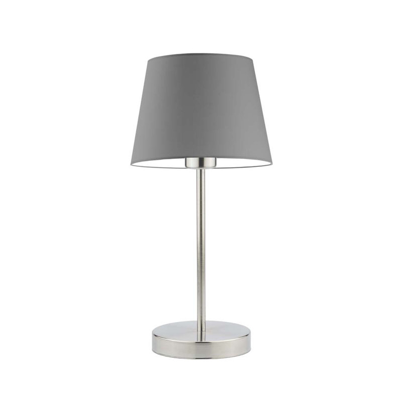 Arsens Metal Table Lamp, Brushed Steel, Grey