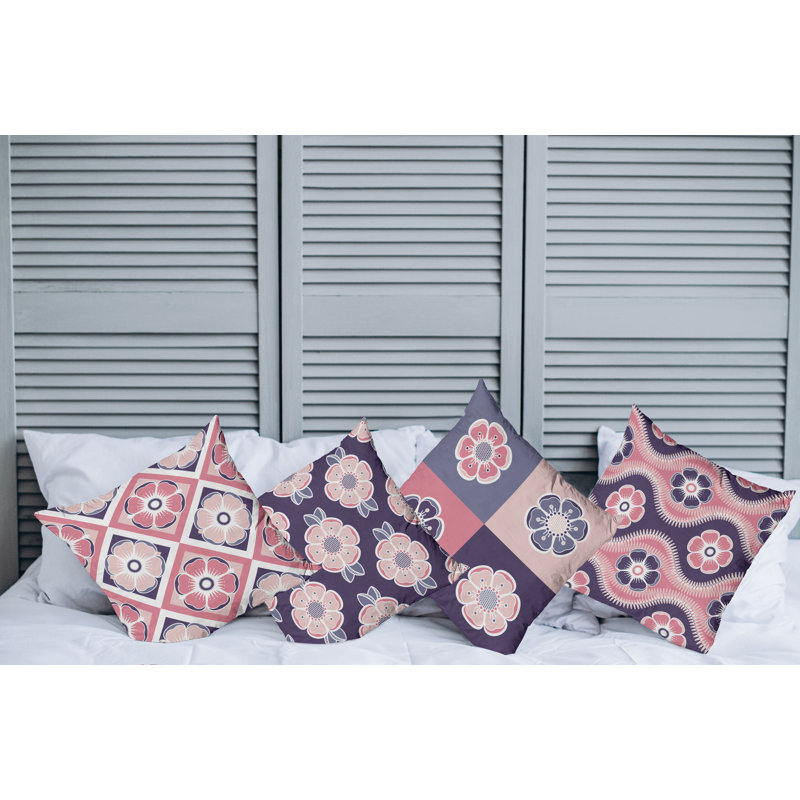 Housse de coussin Abstract, 16 po x 16 po, Quartz rose pâle et beige