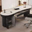 Bureau de direction blanc en pierre courbée avec tiroirs-1941108339-1941108337
