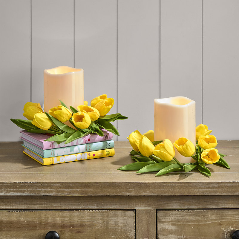 Anneau de bougie 11 "Pu Tulip, Jaune