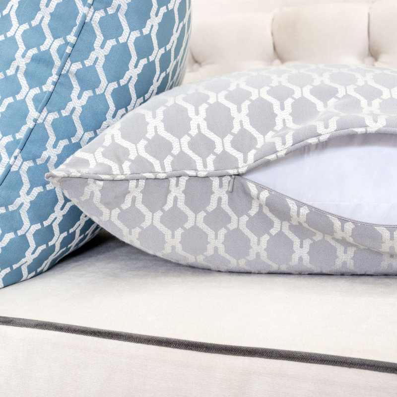 Amelise Geometric Outdoor Reversible Throw Pillow, Silver