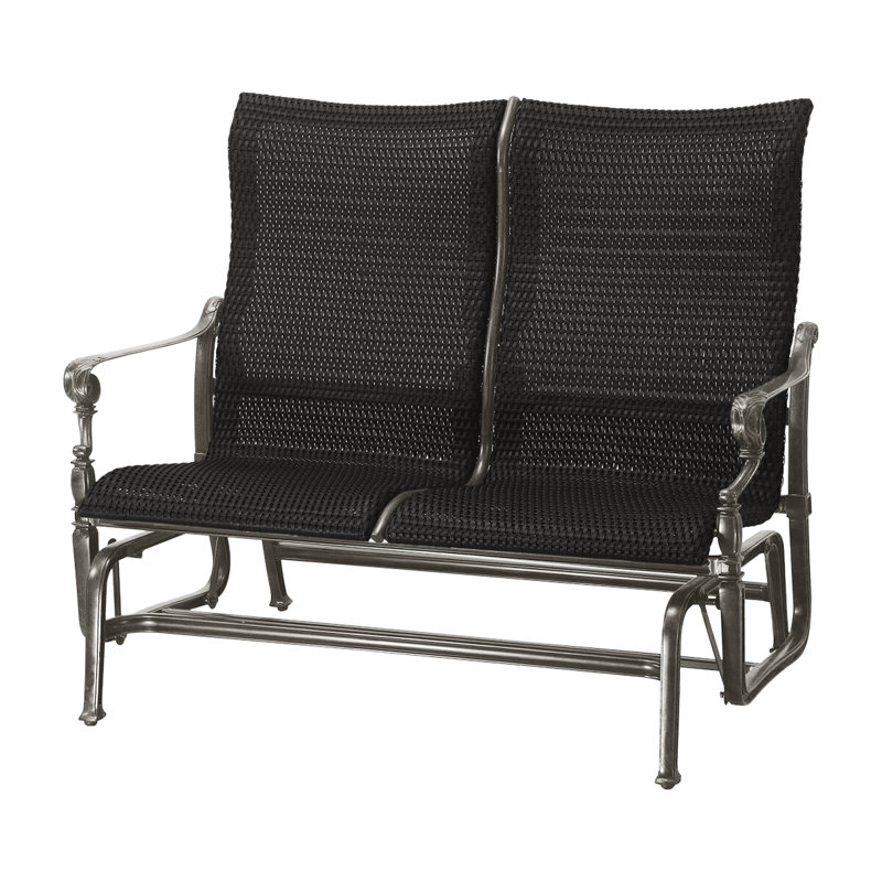 Grand Terrace Woven High Back Loveseat Glider, Vintage, Mahogany