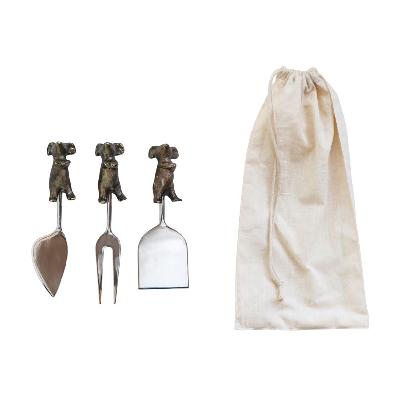 Giorno Piece Stainless Steel Wood Stainless Steel Hostess Set