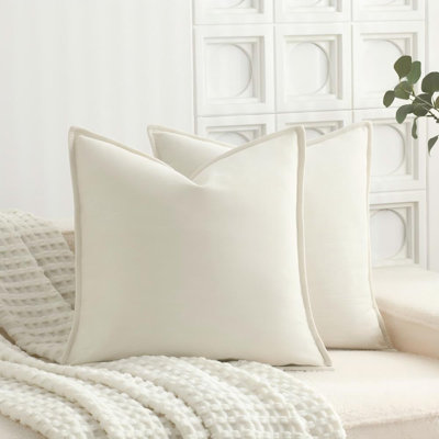 Super Soft Velvety Slub Heavy Chenille Decorative Pillow Cover with Flange (Set of 2)