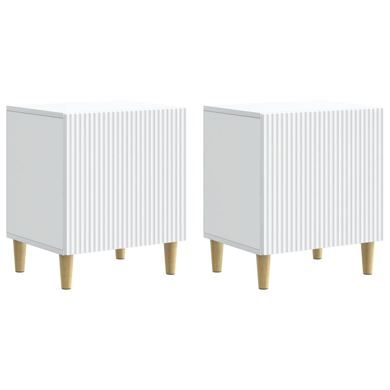 43cm W Manufactured Wood Bedside Table, White