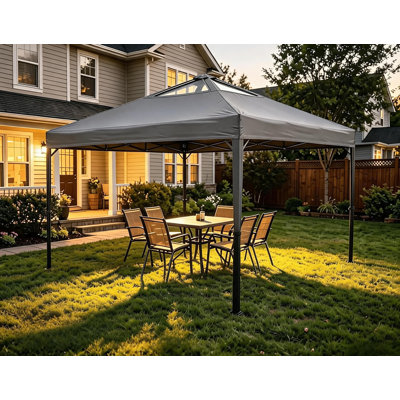 Tente d'auvent escamotable 3Mx3M, pavillon de jardin d'extérieur à installation instantanée pour une personne, abri commercial robuste avec sac à roulettes et 4 sacs de sable, imperméable et protection UV UPF 50+ pour la plage, le marché fermier