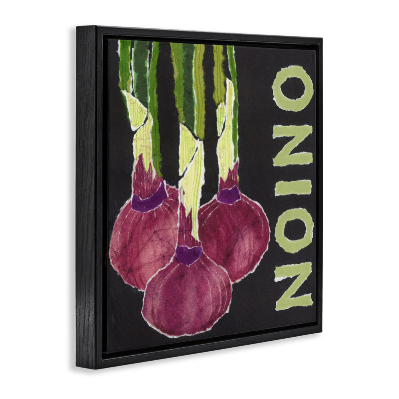Cadre flottant Collage Garden Oignon, design par Nancy Overton, H 25 po x l 25 po, Cadre flottant noir de jais