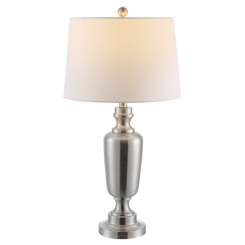 Ezra Nickel Iron Table Lamp with White Shade