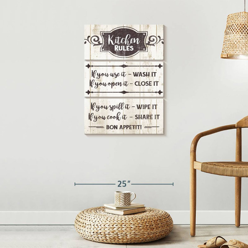 Kitchen Rules Typographie 3 pièces, H 32 po x l 20 po