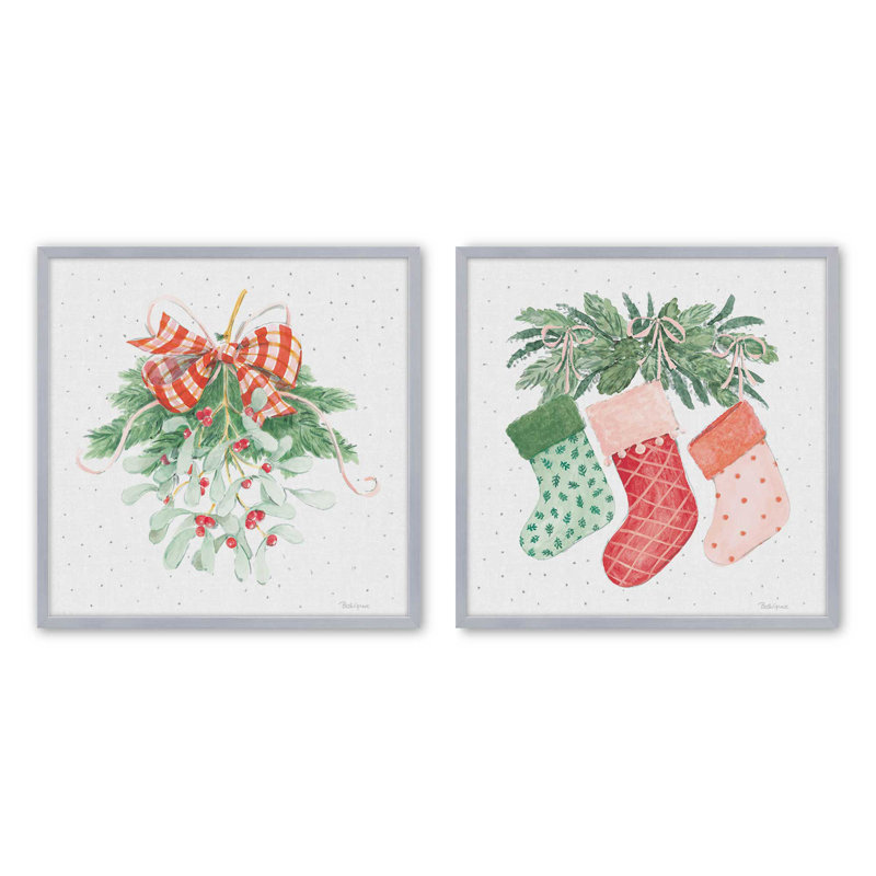 Ensemble de 2 estampes festives, Chrome poli, 20 po x 20 po