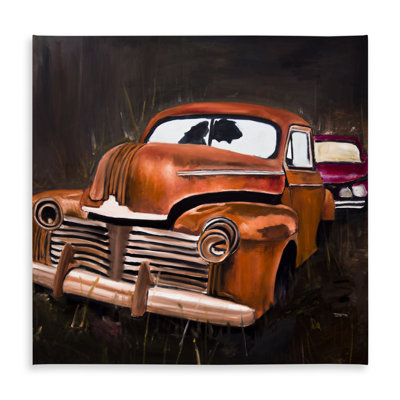 Old Car Crash Brown Tablecloth | Indoor Outdoor Decor