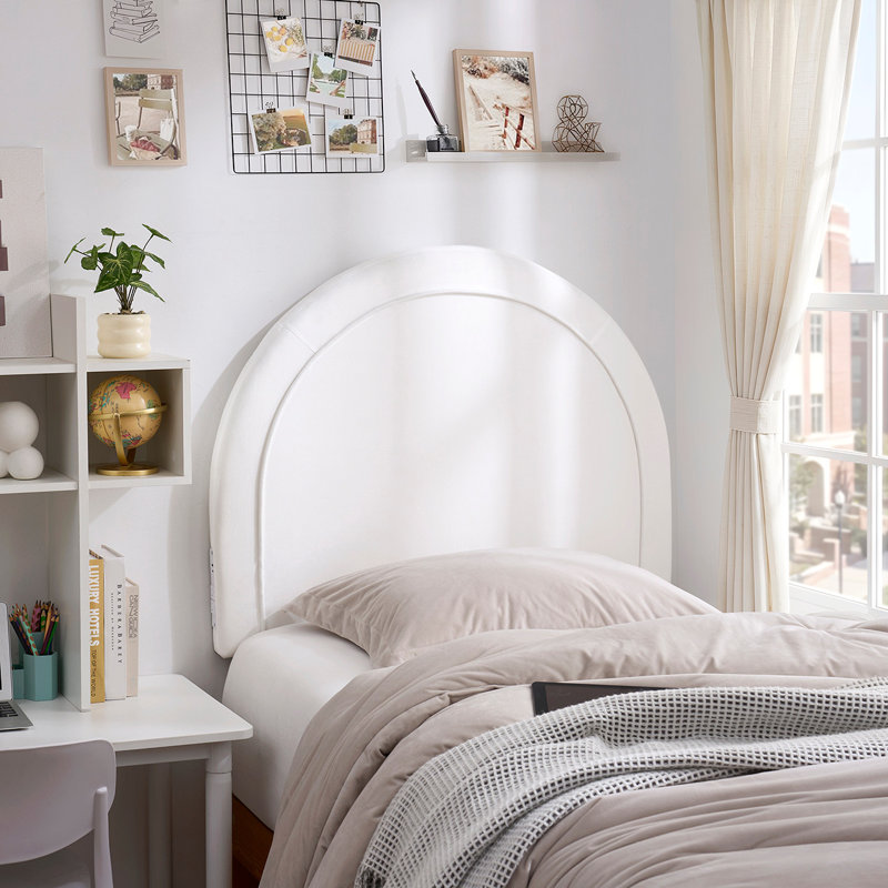 Tête de lit à sortie latérale droite avec pieds Tavira Allure® College Dorm - ovale en velours - blanc