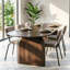 Table de salle à manger 55,12 "en bois de pin massif Wabi-Sabi avec plateau ovale courbé et base arquée - Table minimaliste pour la salle à manger Homestay-1749793646