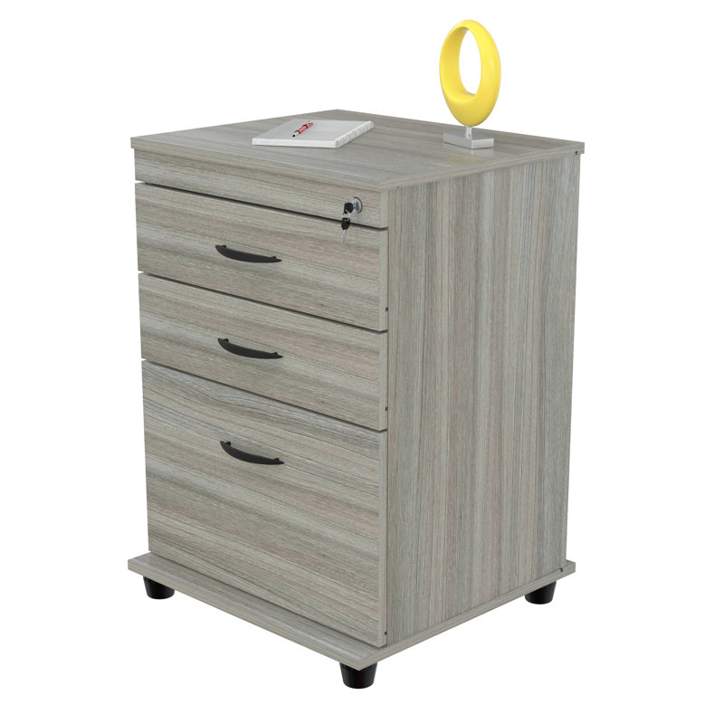 Galgano 18.66'' Wide 3 -Drawer Mobile File Cabinet, Washed Oak