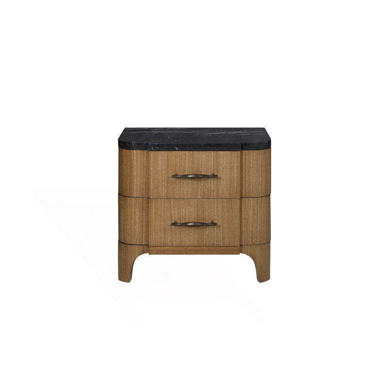 2 Drawer Nightstand With Stone Top