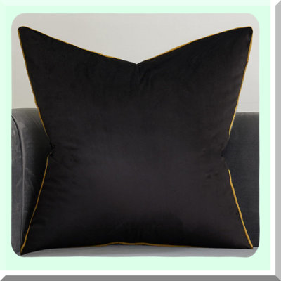 Luxury Black Square Throw Pillow Cover - Modern Decorative Cushion Case for Living Room, Bedroom, Car - Top Quality Materials