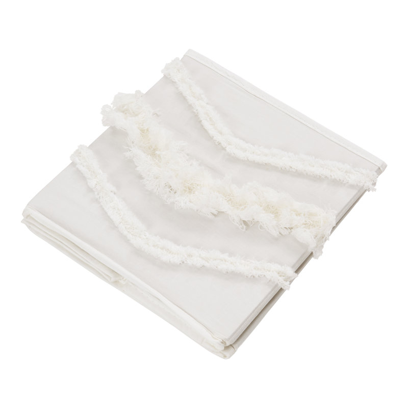 Ivory Boho Fringe Foldable Fabric Storage Cubes Set of 2