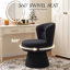 Meuble-lavabo pivotant noir avec tabouret de maquillage rond à dossier courbé pour chambre et coiffeuse Black Boucle