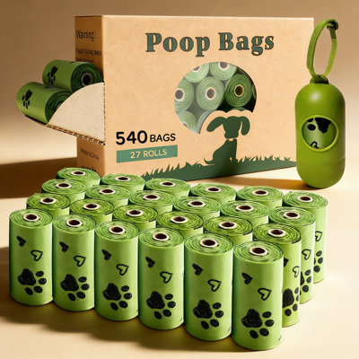 Biodegradable Dog Poop Bags With Dispenser, 540 Count Extra Thick Leak-Proof Waste Bags For Dogs, Scented And Strong For Easy Cleanup
