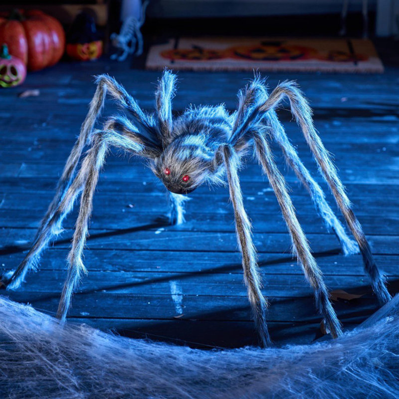 Paquet de 3 décorations d'Halloween araignée 5 pi, Blanc / noir / gris