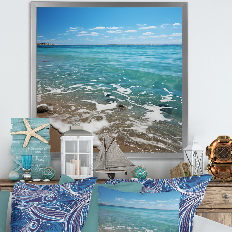 «Ocean Beach Serenity» sur impression sur toile, H 30 po x l 30 po x P 1 po, Cadre simple argenté