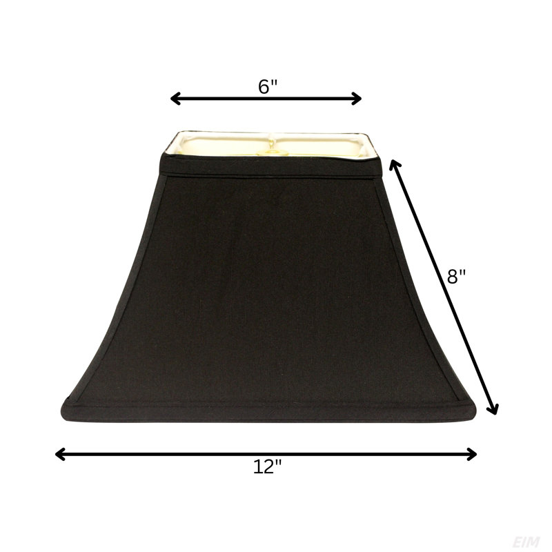 Abat-jour rectangulaire en forme de cloche de 5 po de haut x 12 po de bas x 9 po de hauteur avec abat-jour rond en forme de cloche et abat-jour en tissu naturel noir avec doublure blanche pour lampes de table