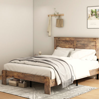 Structure de grand lit, plateforme en bois, bruit, pas de sommier, assemblage rapide et simple, grand sous rangement, abat-jour brun foncé, métal et bois de haute qualité, cadre esthétique industriel pour grand lit,